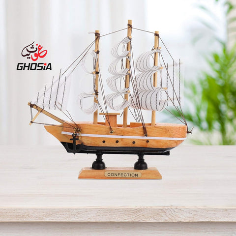 Hand Crafted Wooden Decorative Sailing Ship Decoration (Small Size) | Best Showpiece for Office and Home Decor | Decorative Wooden Sailing Ship Showpiece