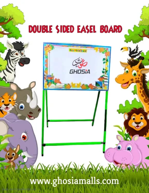 Children 2 in 1 Learning Easel Double Sided Drawing & Writing Board with Free Set of Chalk, Duster & Board Marker Size (30 x 15) inch