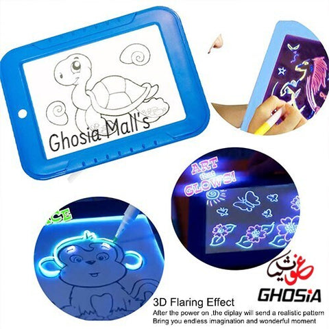 3D Magic Pad Light Up Drawing Pad With Neon Pens LED Writing Board For Kids Glow Up Writing Drafting Pad For Kids