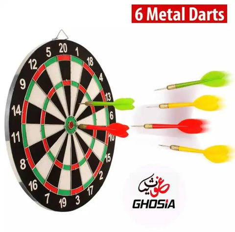 2 in 1 Double Sided Dart Board Game with 6 Darts - Size 12", 15'', 17'' inch