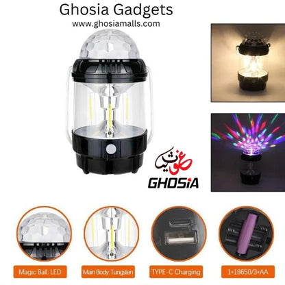 Portable LED Disco Light – Multifunctional RGB Party Lamp with Rotating Effects. 2978