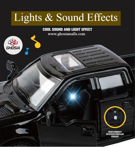 Alloy Die Cast Metal Pickup Off Road Model Toy Simulation Car Sound Light Pull Back Toys Car For Children