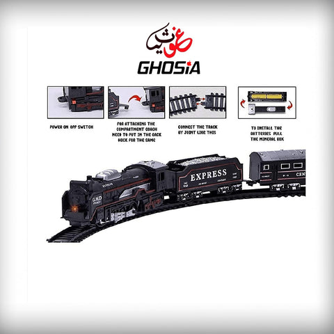 Battery Operated Simulation Electric Train & Train Set with Bright Headlight Wide Track Railway Set