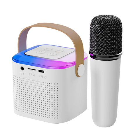 Y1 Portable Wireless Microphone Family Karaoke Machine Bluetooth-Compatible 5.3 Stereo Sound Family Singing Karaoke Speaker