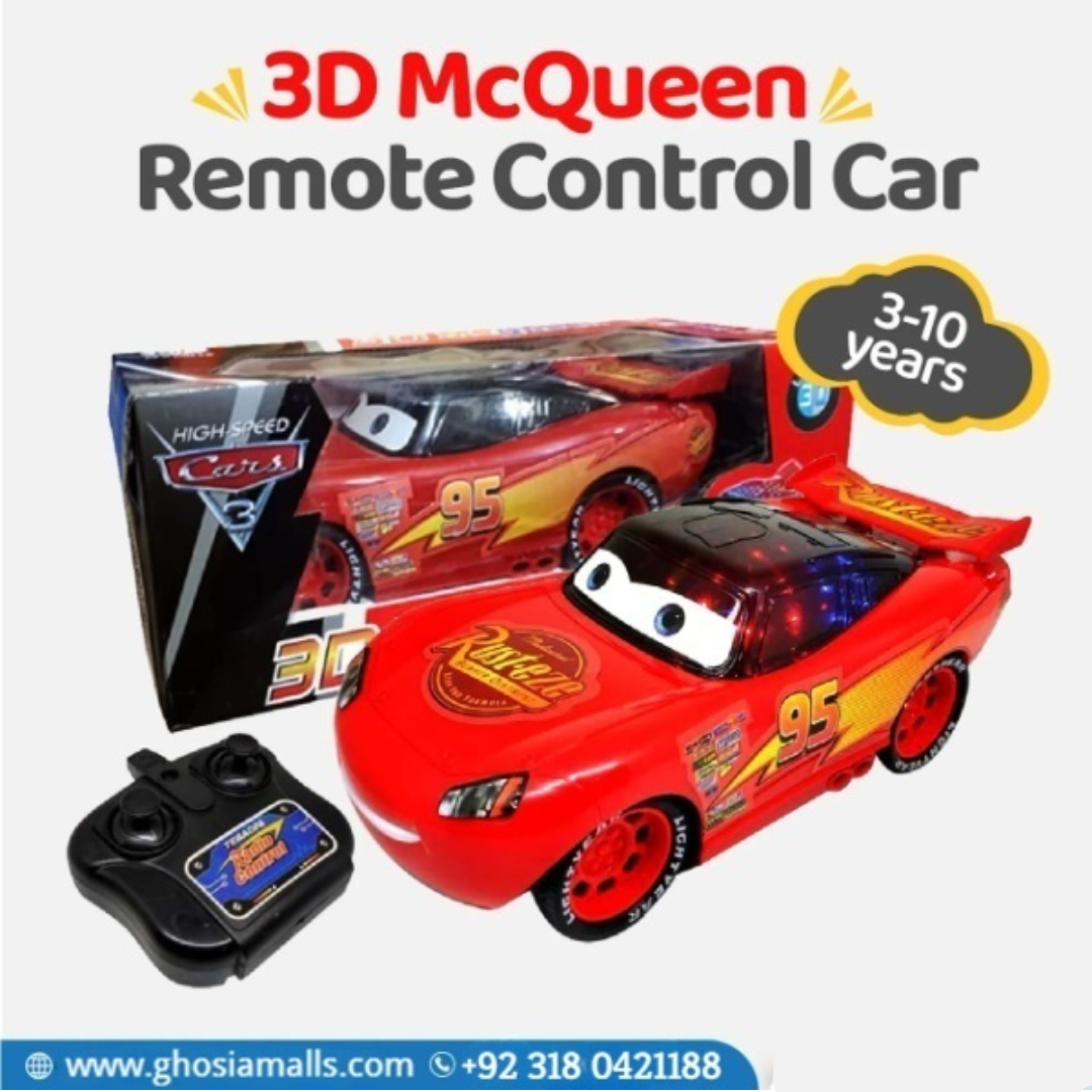 Kids Remote Control Car With Dazzling Colorful Light 3D McQueen Character Car For Kids