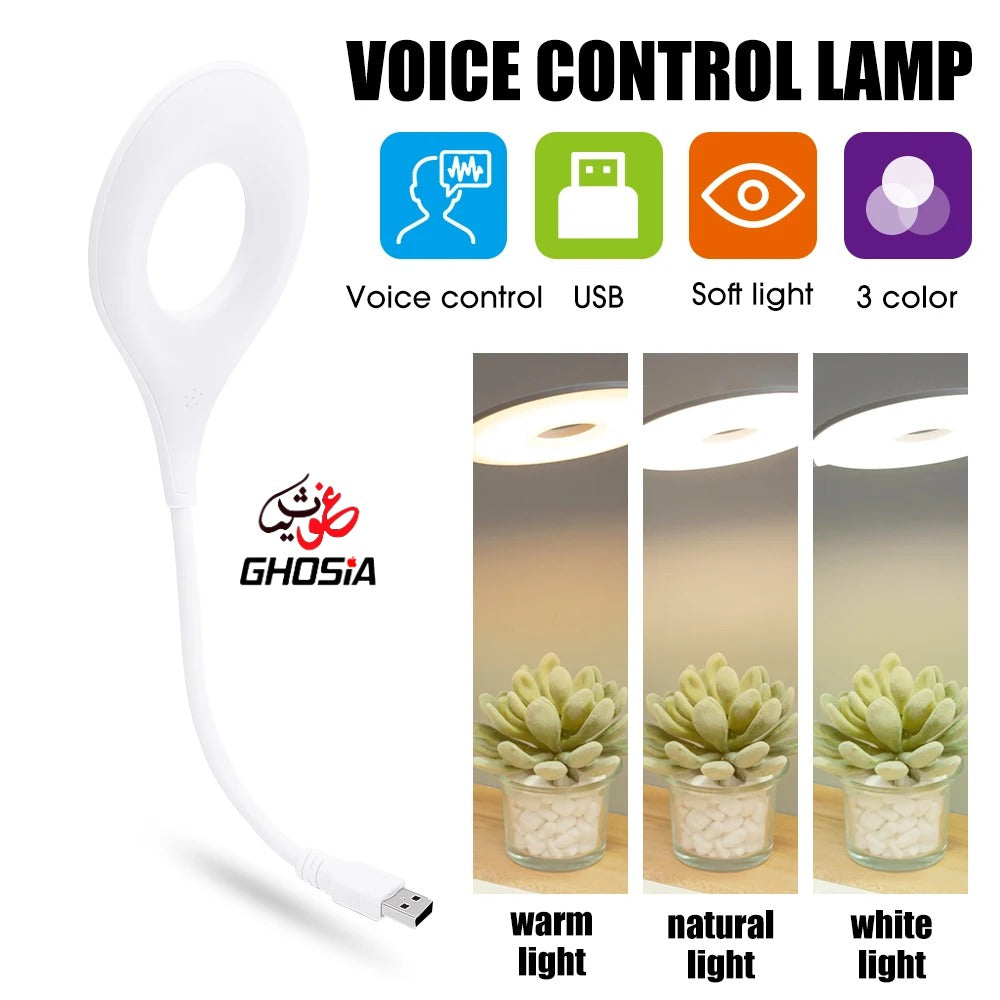 Flexible USB Foldable Light with Voice Activation – Easily Adjust Between Warm and White Lighting Modes for Any Mood or Task. A Stylish, Space-Saving Light Solution for Modern, Hands-Free Convenience. 3266