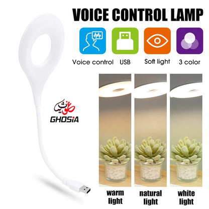 Flexible USB Foldable Light with Voice Activation – Easily Adjust Between Warm and White Lighting Modes for Any Mood or Task. A Stylish, Space-Saving Light Solution for Modern, Hands-Free Convenience. 3266