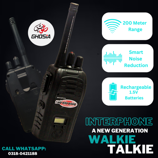 Interphone Walkie Talkie Set 200M Range Noise Reduction Two Way Wireless Radio Walkie Talkie Set