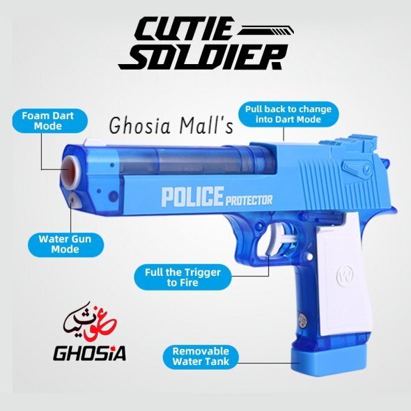 Cutie Soldier Police 2-in-1 Blaster Toy | Dual Function Bullet & Water Shooting Protector for Kids