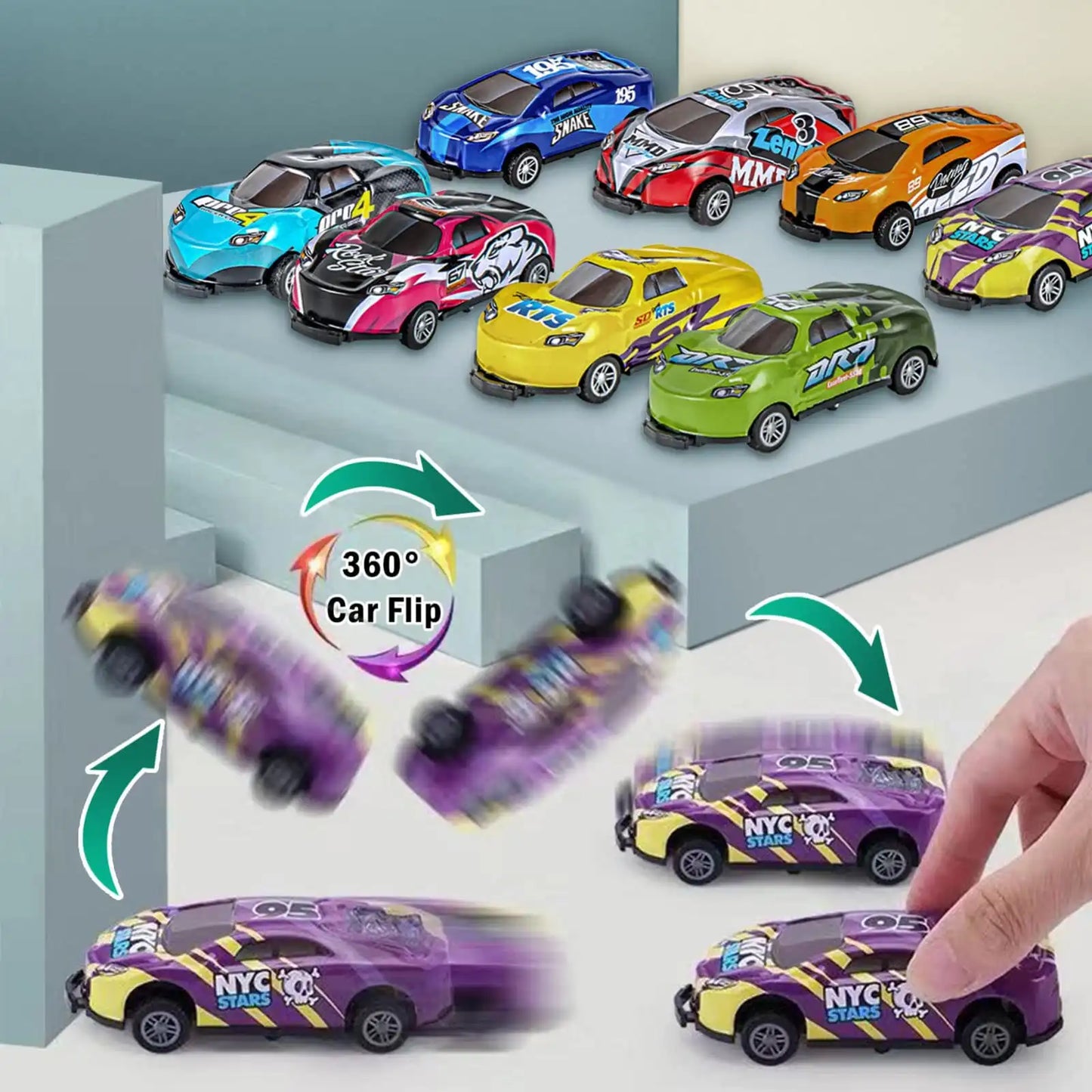 5 pcs Toys Action Kids Alloy Car Pull Back Car Ejection Jumping New Style Crash Racing Jumping Cars Box