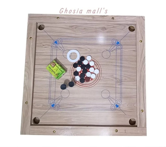 Wooden Carrom Board with Free Coins Stricker & Dental (36 x 36) Inches With Draw-White color