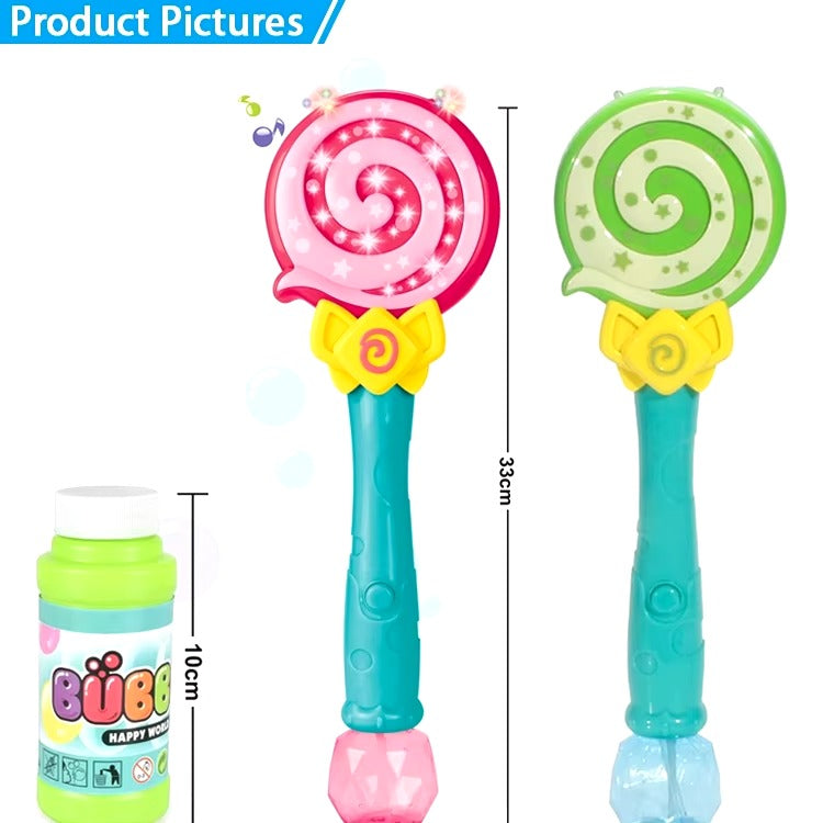 Musical Bubble Wand Flashing Lollipop Bubble Water Wand Plastic Electric Music Light Up Bubble Machine Toy Bubble sticks