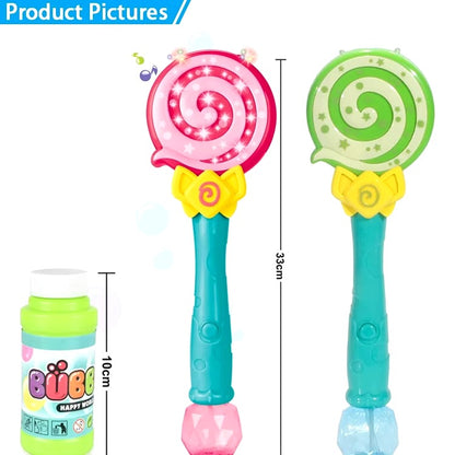 Musical Bubble Wand Flashing Lollipop Bubble Water Wand Plastic Electric Music Light Up Bubble Machine Toy Bubble sticks