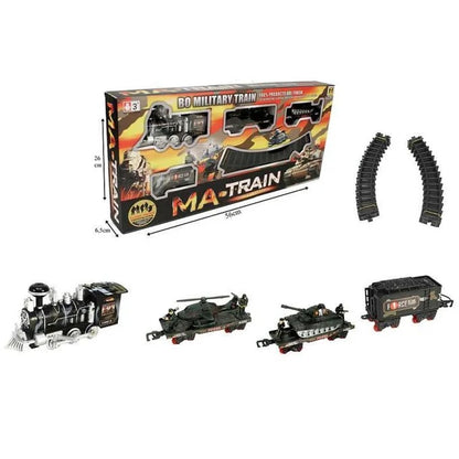 Military Train Track Play Set Classic Battery Operated Army Train Set With Flashlights, Sounds And Smoke