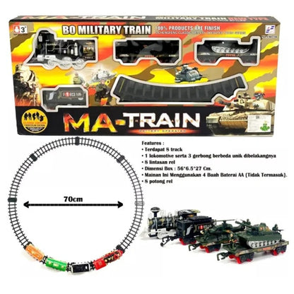 Military Train Track Play Set Classic Battery Operated Army Train Set With Flashlights, Sounds And Smoke