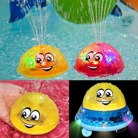 2 in 1 Induction Water Spray Toy & Space UFO Car Toys with LED Light Musical Fountain Toy Automatic Induction Sprinkler Bath Toy