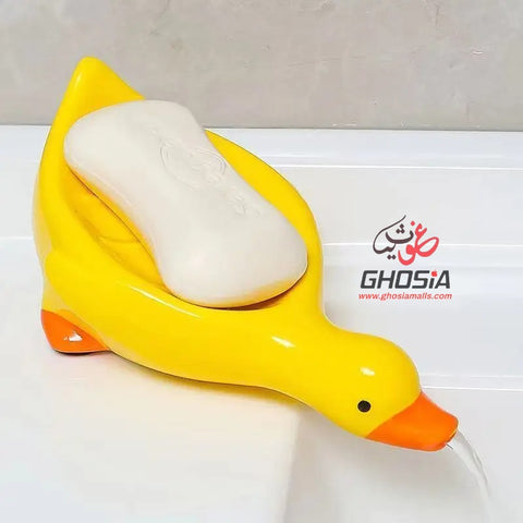 Cute Duck Shape Soap Holder Dish With Water Drain System Super Cute Soap Holder For Counter Storage ( Yellow )