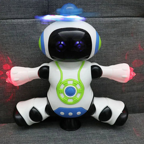 Electronic Space Robot Dancing Dazzling Music Robot Flash LED Light Electric Rotation Walking Robot Toy Toys for Boys Kids Gift