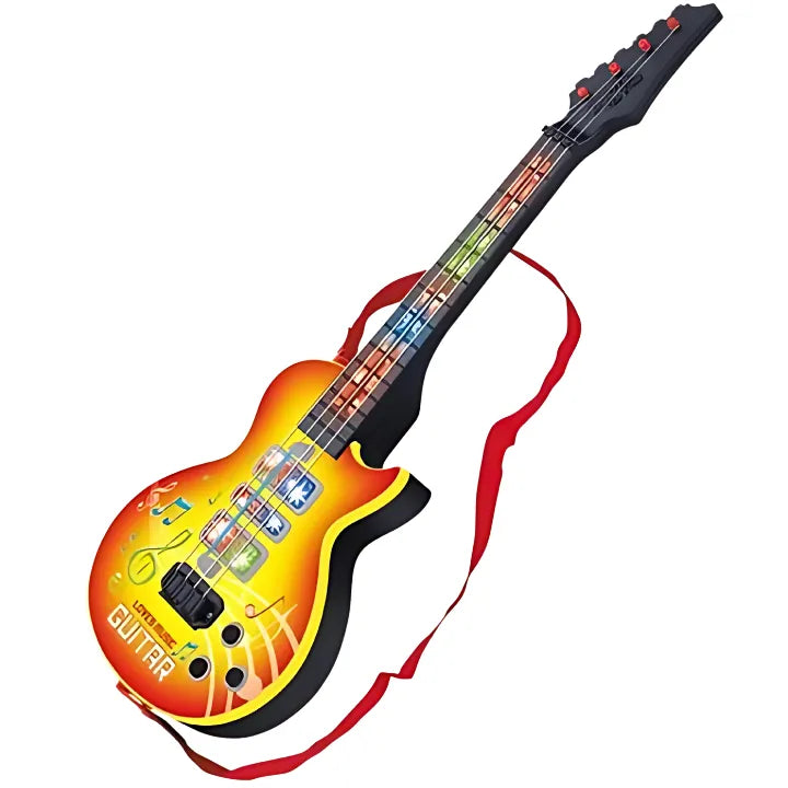 NEW POP Music Fetching Lights Fashion Music Guitar Electric Guitar 4 Strings Musical Instrument Educational Toy Kids Toddler Guitar with Strap Light Up Musical Toys for 3 4 5 Year Old Boys Girls Gifts