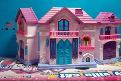 Big Doll House With Furniture For Girls Pink & Purple Color Sweet Happy Family Doll House mini Frozen Doll House For Girls/Kids