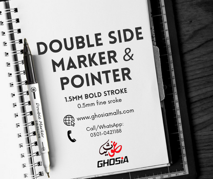 Double Side Matte Permanent Marker & Pointer Dual Tip Permanent Marker + Fine Tip Pointer Pen ( 2 Pcs Pack ) - Ghosia Mall's