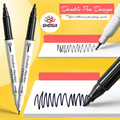 Double Side Matte Permanent Marker & Pointer Dual Tip Permanent Marker + Fine Tip Pointer Pen ( 2 Pcs Pack ) - Ghosia Mall's