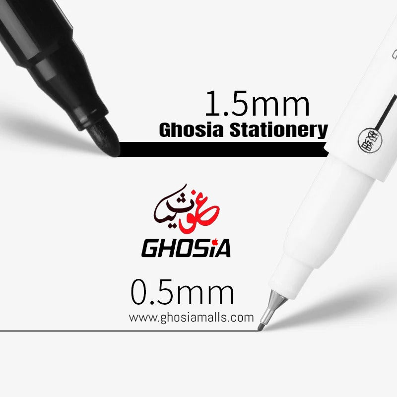 Double Side Matte Permanent Marker & Pointer Dual Tip Permanent Marker + Fine Tip Pointer Pen ( 2 Pcs Pack ) - Ghosia Mall's