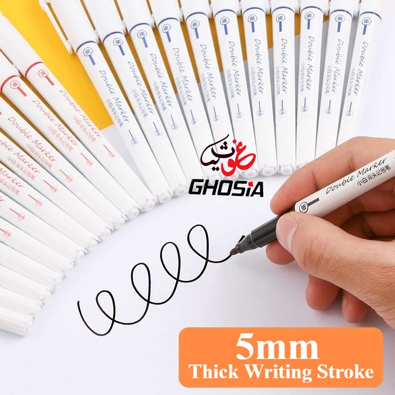 Double Side Matte Permanent Marker & Pointer Dual Tip Permanent Marker + Fine Tip Pointer Pen ( 2 Pcs Pack ) - Ghosia Mall's