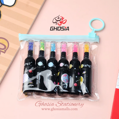 Cute Planet Wine Bottle Mini Highlighter Marker 6 Pcs Set Drawing Fluorescent Marker