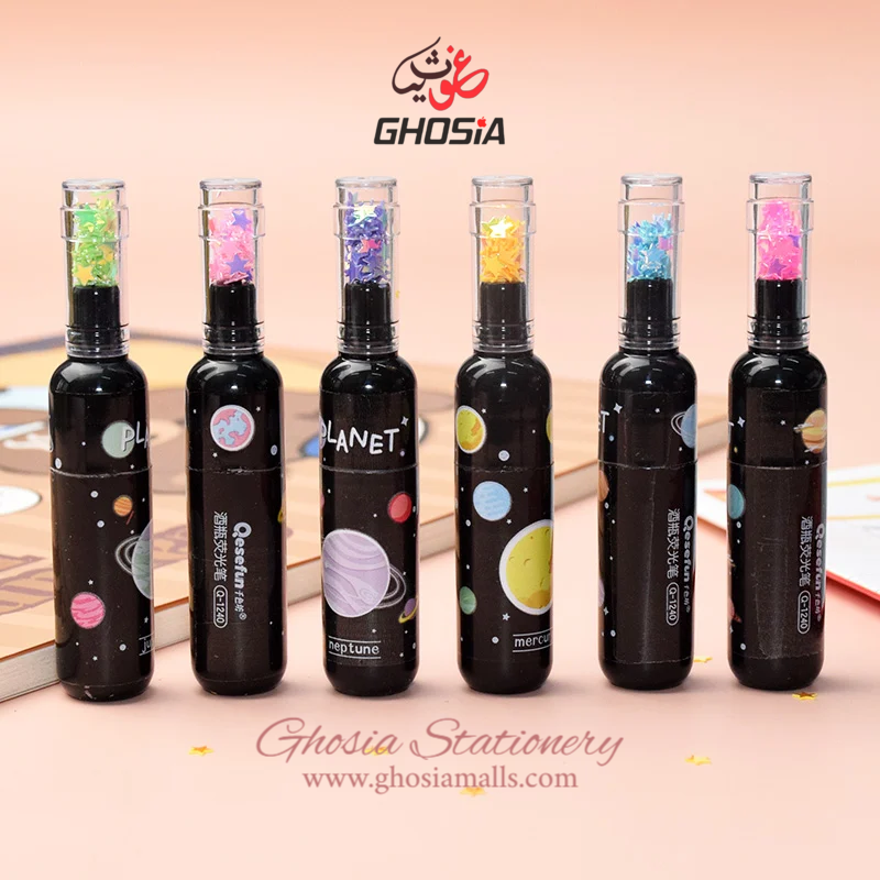 Cute Planet Wine Bottle Mini Highlighter Marker 6 Pcs Set Drawing Fluorescent Marker