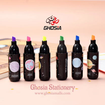 Cute Planet Wine Bottle Mini Highlighter Marker 6 Pcs Set Drawing Fluorescent Marker