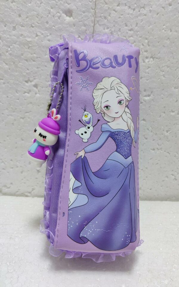 Beauty Girl Stationery Pouch With Cartoon Key chain Pendant Princess Theme Stationery Organizer Pouch