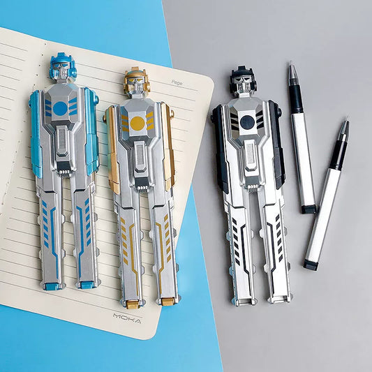 2 In 1 Robotic Transformer Gel Pen Kids Toys Pen Gel Pen Boy Creative Cool Deformation Robot Shape Pen - Ghosia Mall's