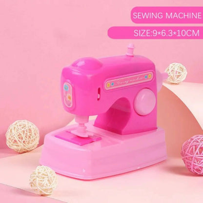 Mini Sewing Machine Toy for Kids Battery Operated Girl Dollhouse Accessories Pretend Play Toys For Girls