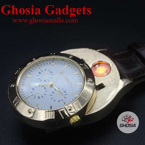 Watch with Lighter Heavy Weight Carved Dial Luxury Wrist Watch With Windproof Tungsten Lighter