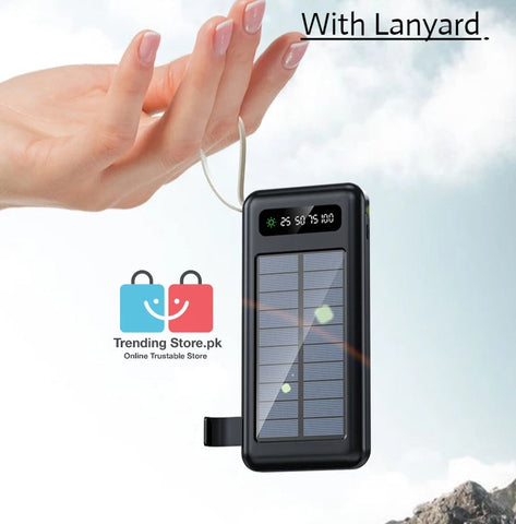 Solar Mobile Charging Power Bank 10000 mAh Battery With 4 Charging Cables iPhone, Android,