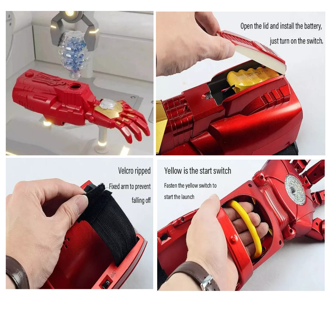 Rechargeable Iron Man Gel Blaster Hand Launcher with Soft Rubber Bullets Toys Gun Birthday Gifts For Children