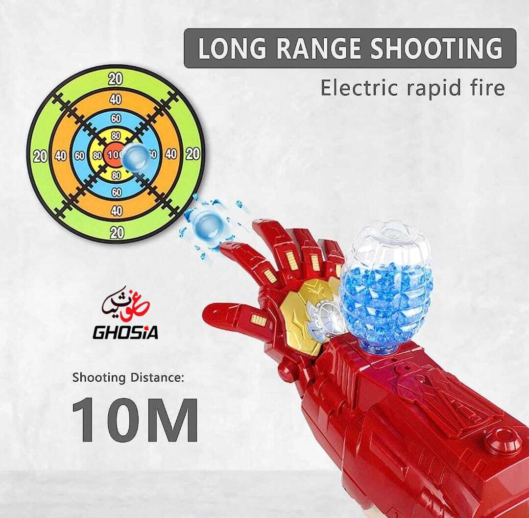 Rechargeable Iron Man Gel Blaster Hand Launcher with Soft Rubber Bullets Toys Gun Birthday Gifts For Children